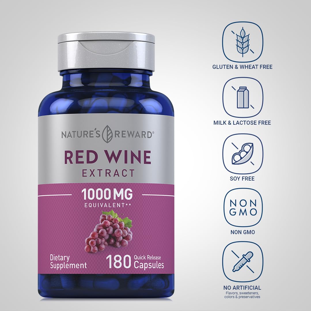 Piping Rock Red Wine Extract Capsules - 180 Count - image 3