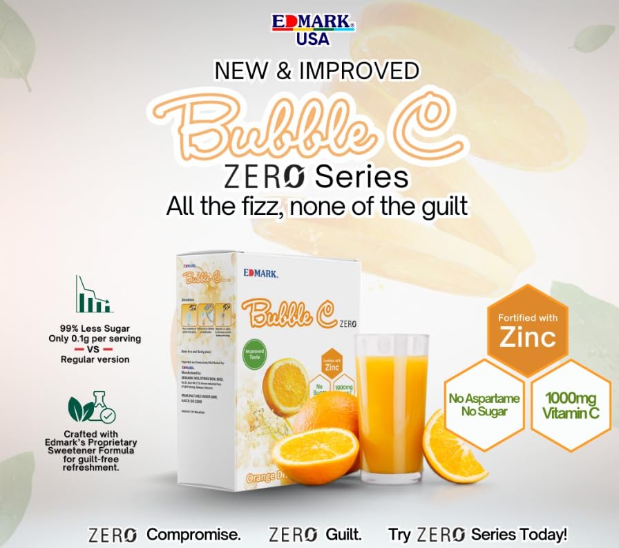 EDMARK Bubble C Instant Orange Drink Vitamin C & Calcium - 50 Sachets - image 5