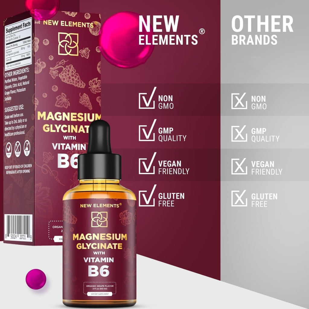 New Elements Liquid Magnesium Glycinate Drops with Vitamin B6 - 2 Fl Oz - image 7