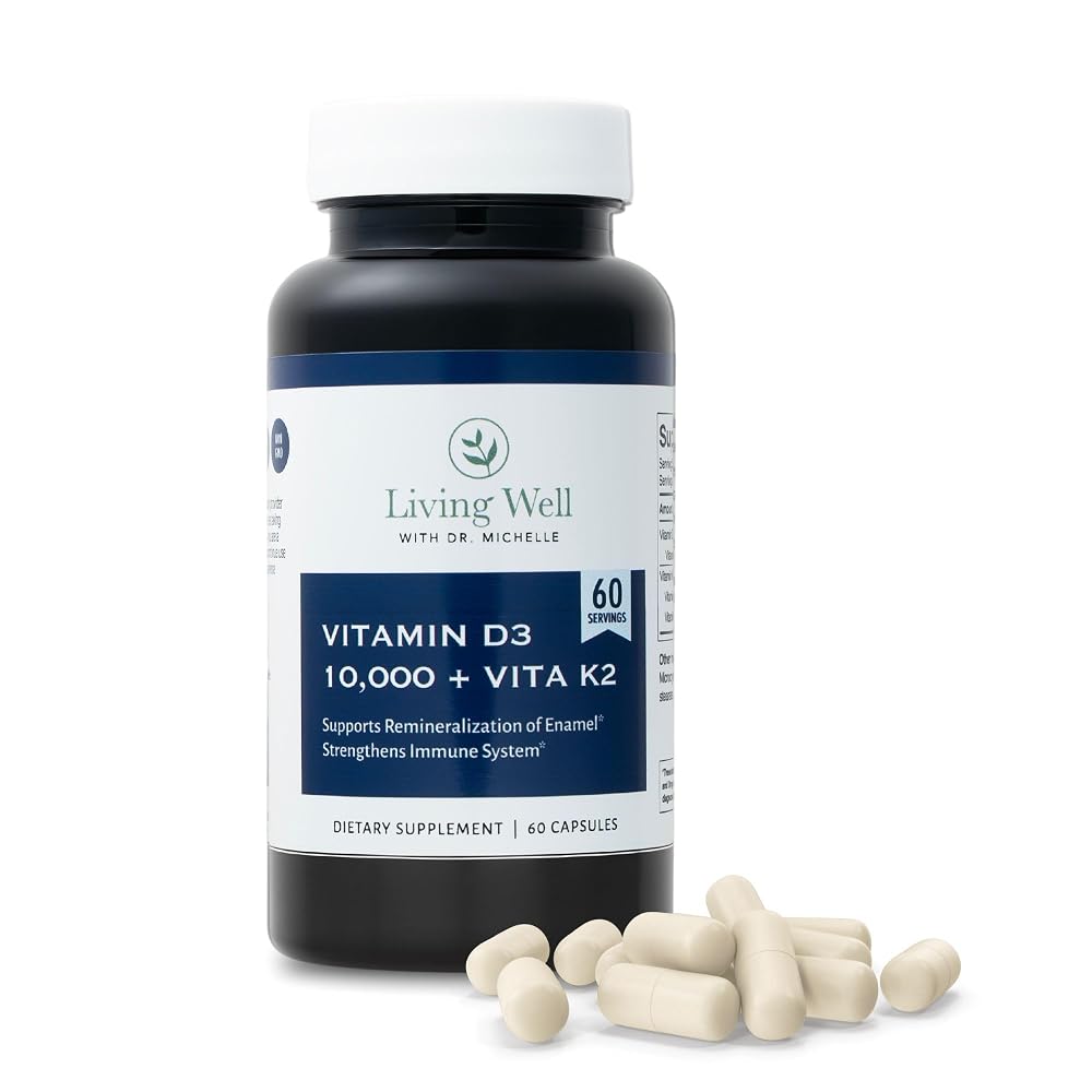 Living Well Dr. Michelle Vitamin D3 10,000 IU with K2 - 60 Capsules