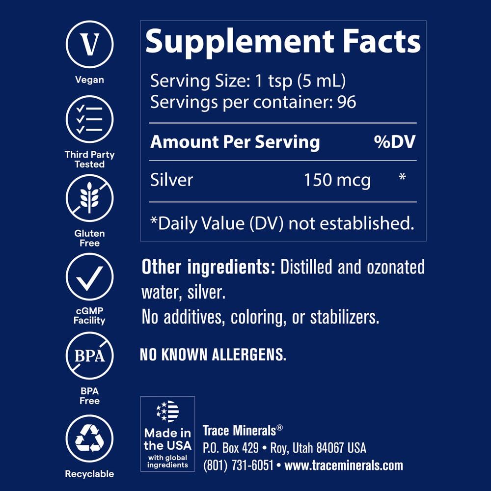 Trace Minerals Colloidal Silver Liquid Supplement - 16 oz - image 3