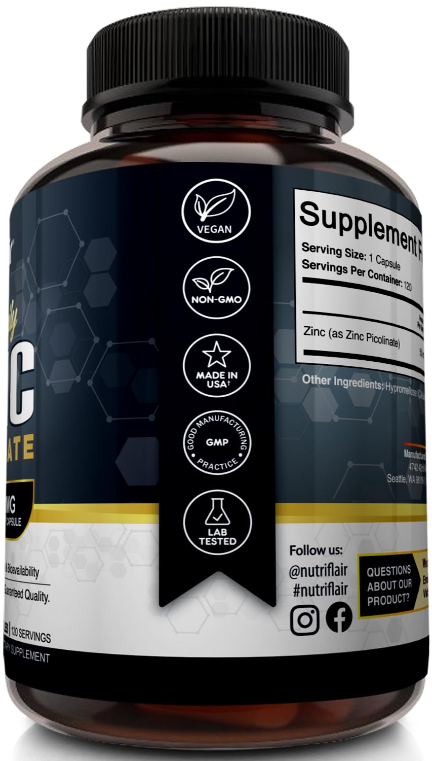 NutriFlair Zinc Picolinate 50mg - 120 Capsules - image 4