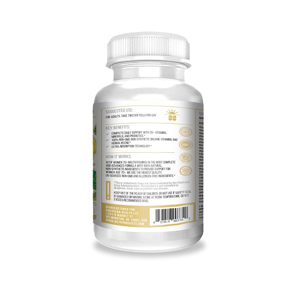 ACTIF Organic Multivitamin for Women Age 70+ - 90 Softgels - image 2