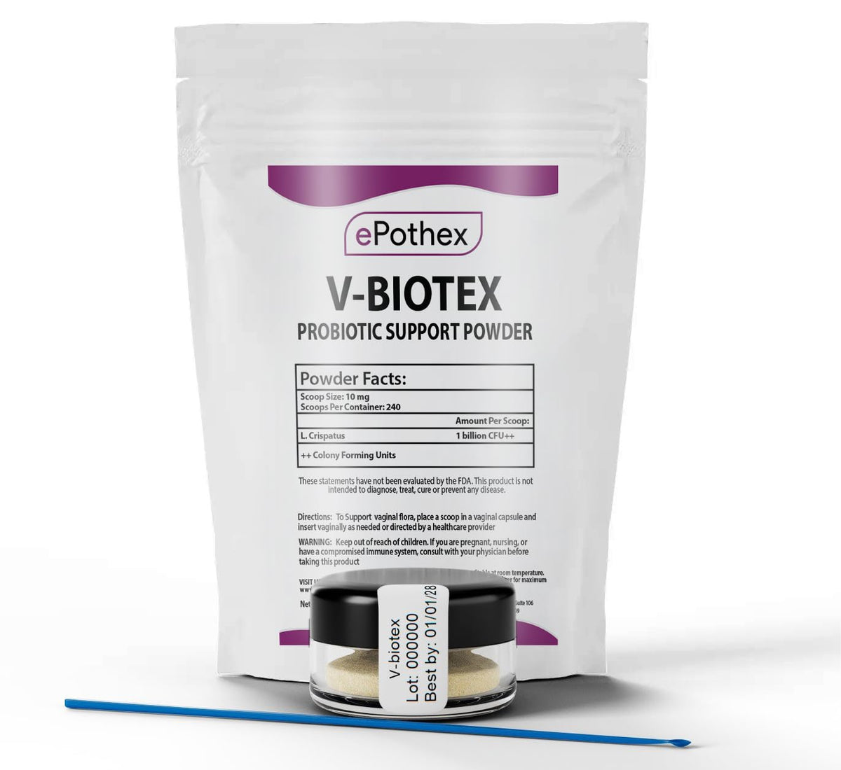 EPOTHEX V-Biotex Pure L. Crispatus Probiotic Powder - 240 Doses
