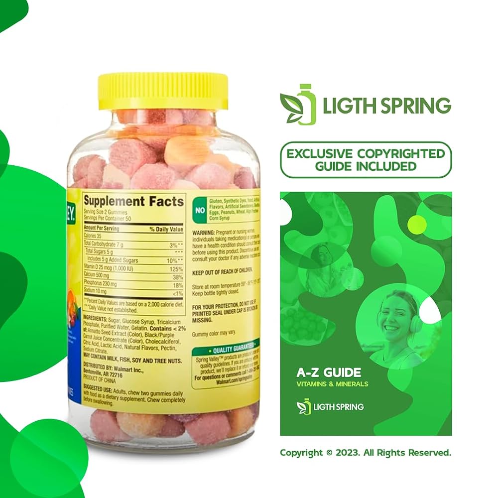 LightSpring Calcium Plus Vitamin D Adult Gummies 500mg - 100 Count - image 3