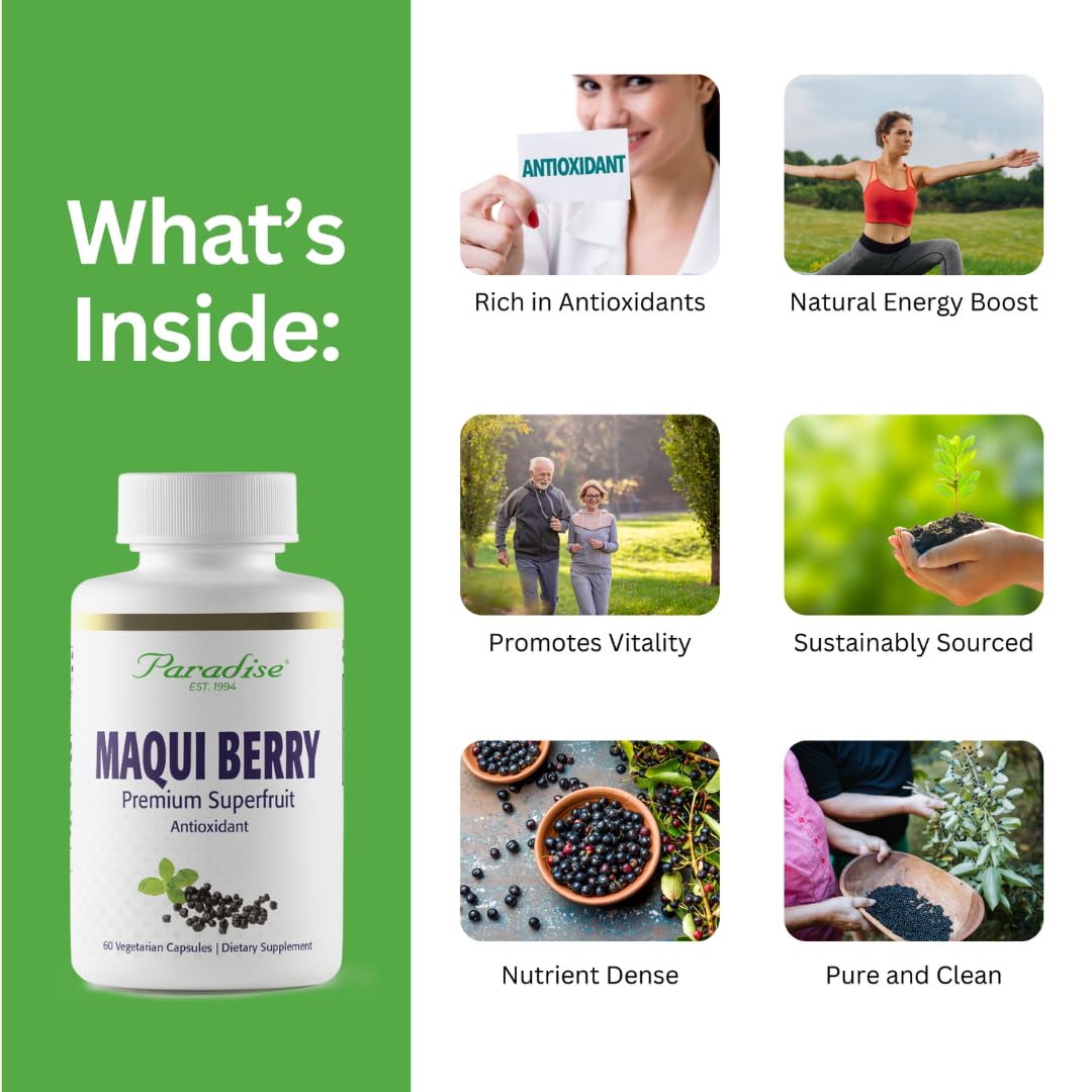 Paradise Herbs Organic Maqui Berry Extract Antioxidant - 60 Capsules - image 2