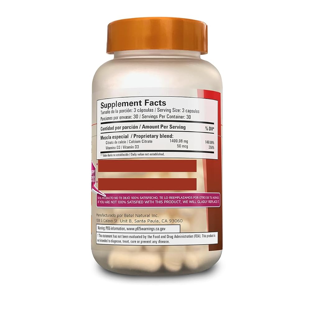 Betel Natural Reinforced Calcium with Vitamin D - 90 Capsules - image 3