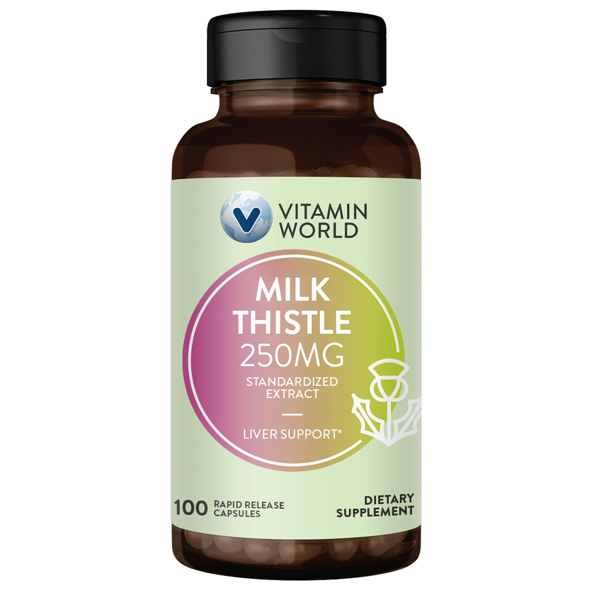Vitamin World Milk Thistle Standardized Extract 250mg - 100 Capsules