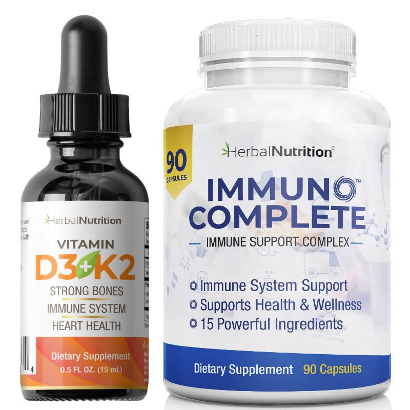 Herbal Nutrition Vitamin D3 K2 Liquid & Immuno Complete Bundle