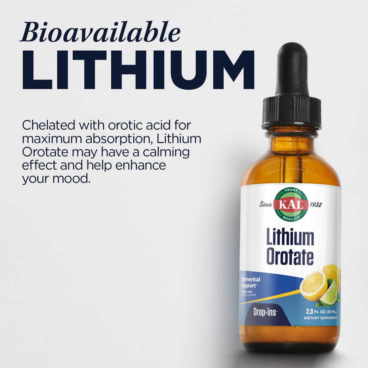 KAL Lithium Orotate Dropins Liquid for Mood Support - 2 Fl Oz - image 5
