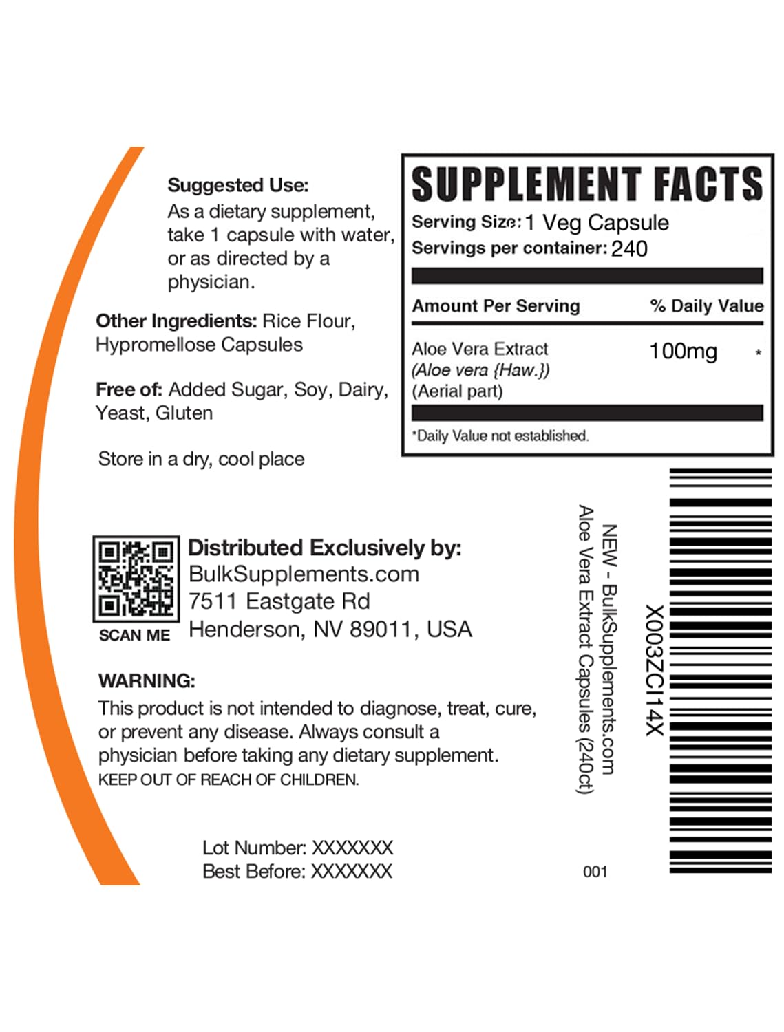 BulkSupplements Aloe Vera Extract Capsules - 240 Vegetarian Capsules - image 2