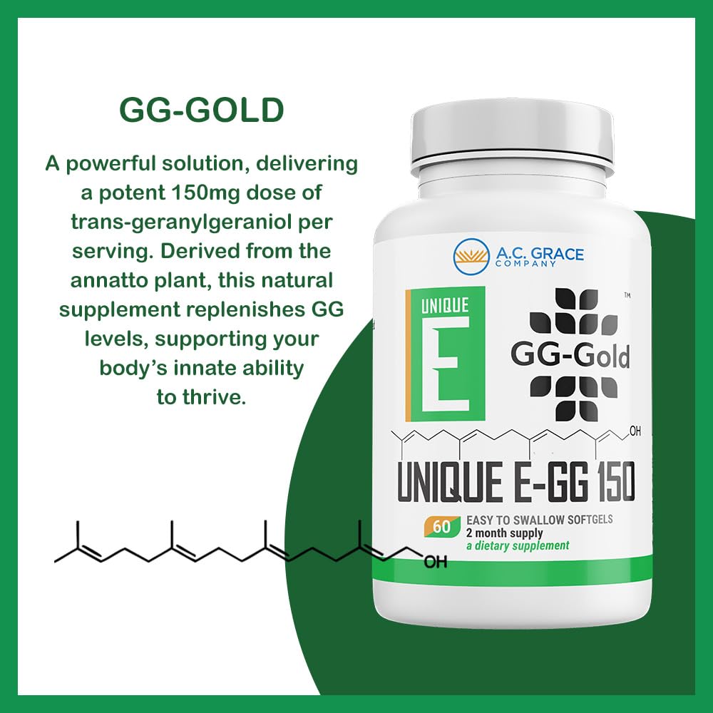 UNIQUE E GG-Gold 150mg Geranylgeraniol Supplement - 60 Softgels - image 2