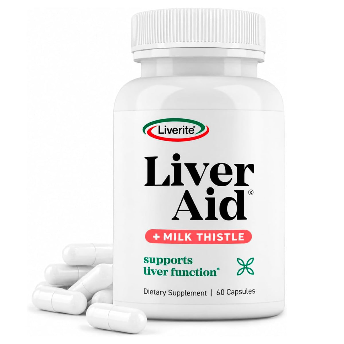 LIVERITE Liver Aid with Milk Thistle Liver Support - 60 Capsules