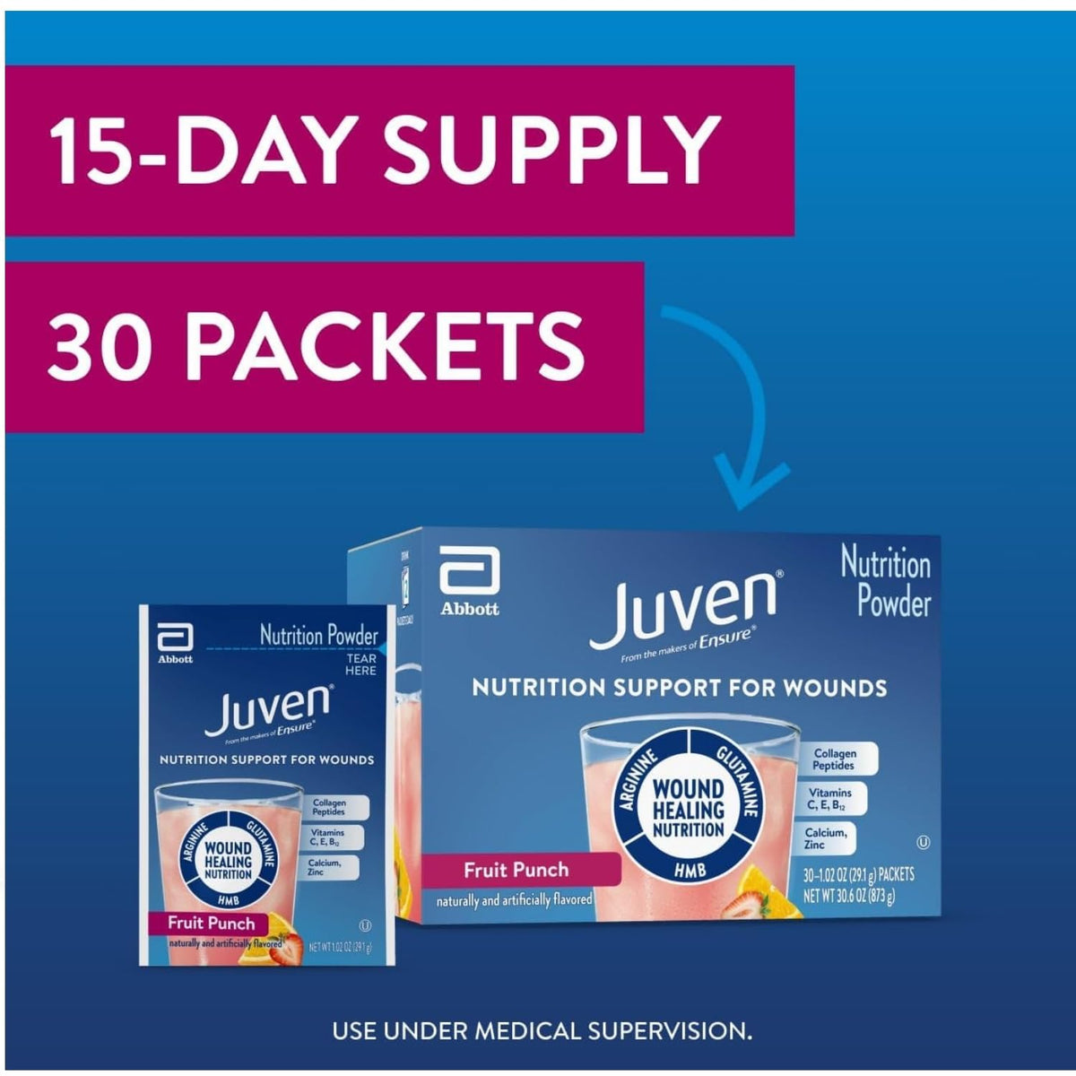 Abbott Juven Powder Nutritional Supplement Fruit Punch - 30 Packets - image 2