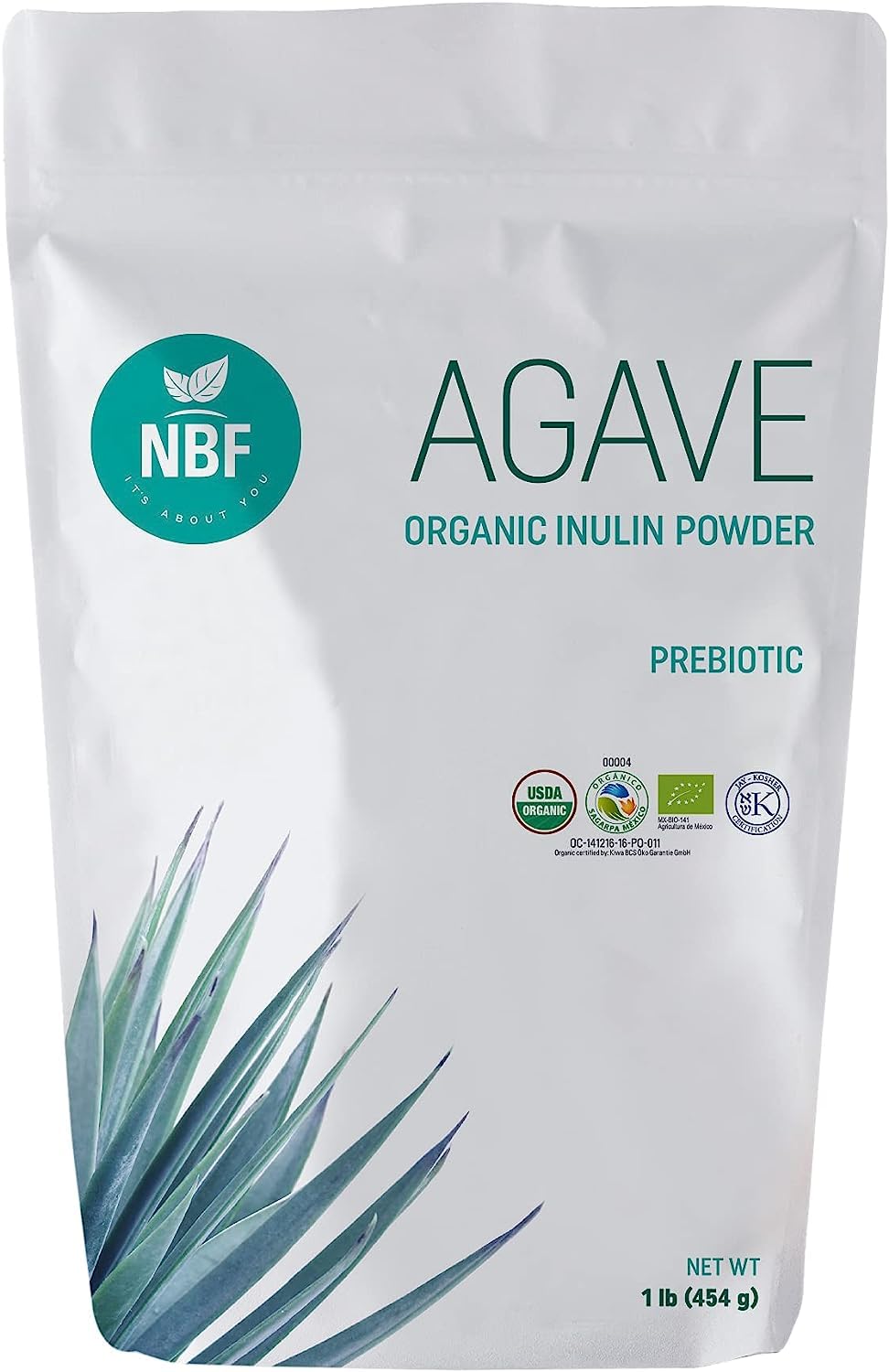 NBF Natura Bio Foods Organic Agave Inulin Powder - 16 oz