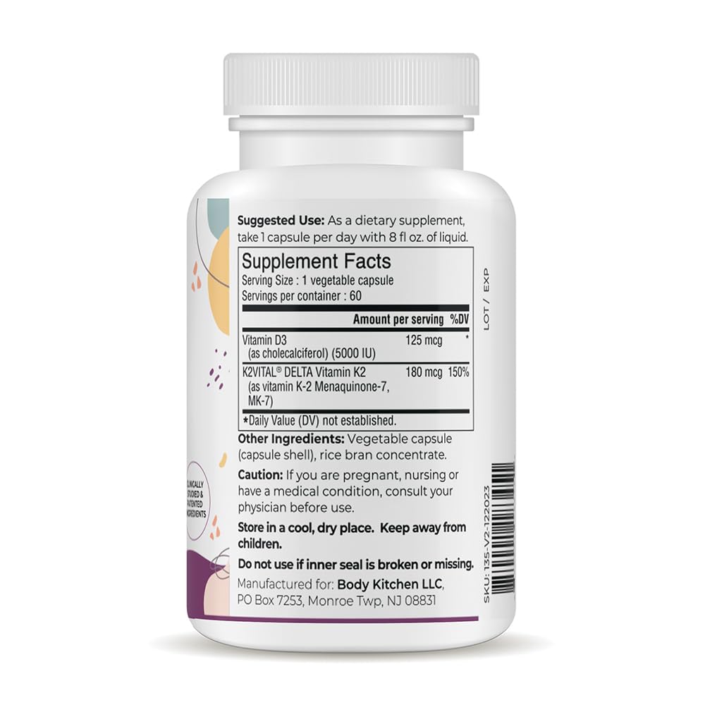 Body Kitchen Vegan Vitamin D3 + K2 MK7 5000 IU - 60 Capsules - image 2