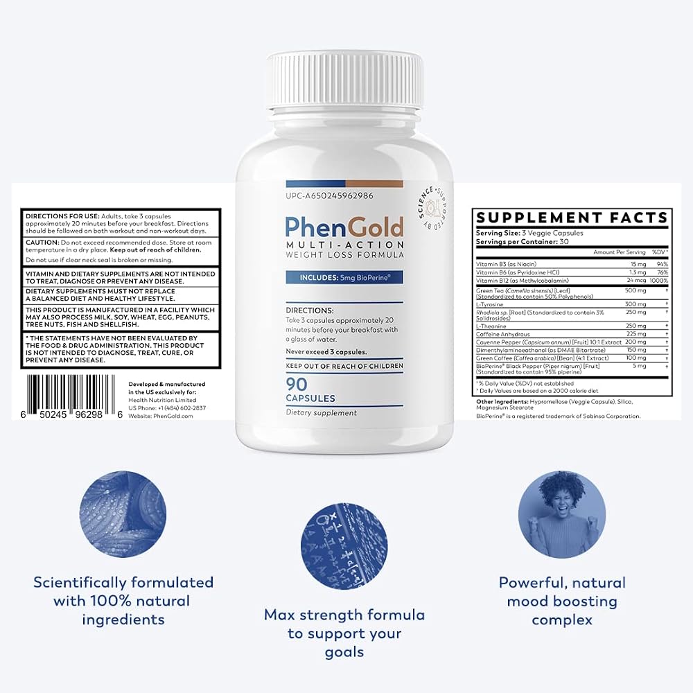 PhenGold Natural Thermogenic Detox Cleanse Pills - 90 Capsules - image 5