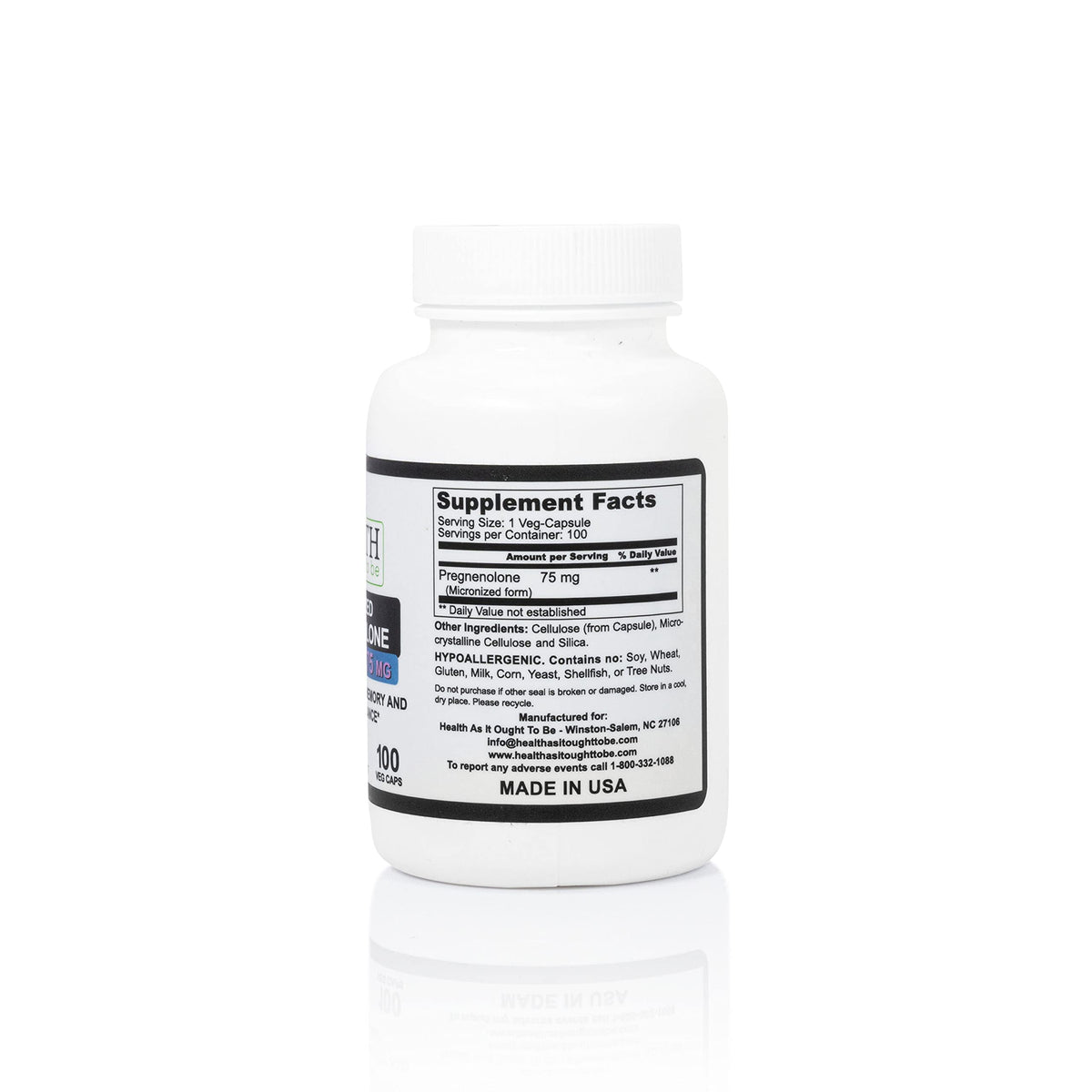 Health As It Ought To Be Pregnenolone Micronized 75mg - 100 Capsules - image 2
