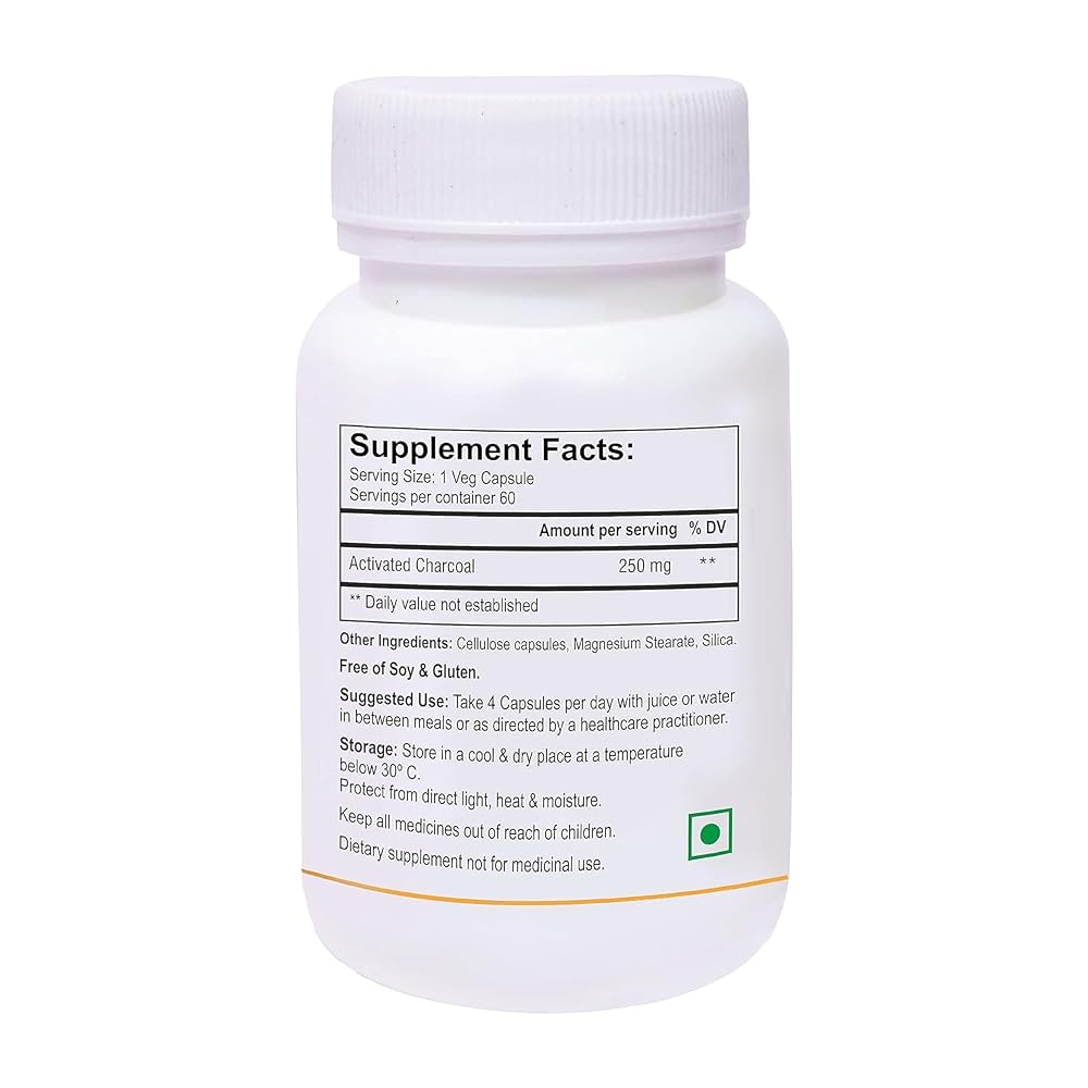 Generic Activated Charcoal 250mg Digestive Cleanse - 60 Capsules - image 2