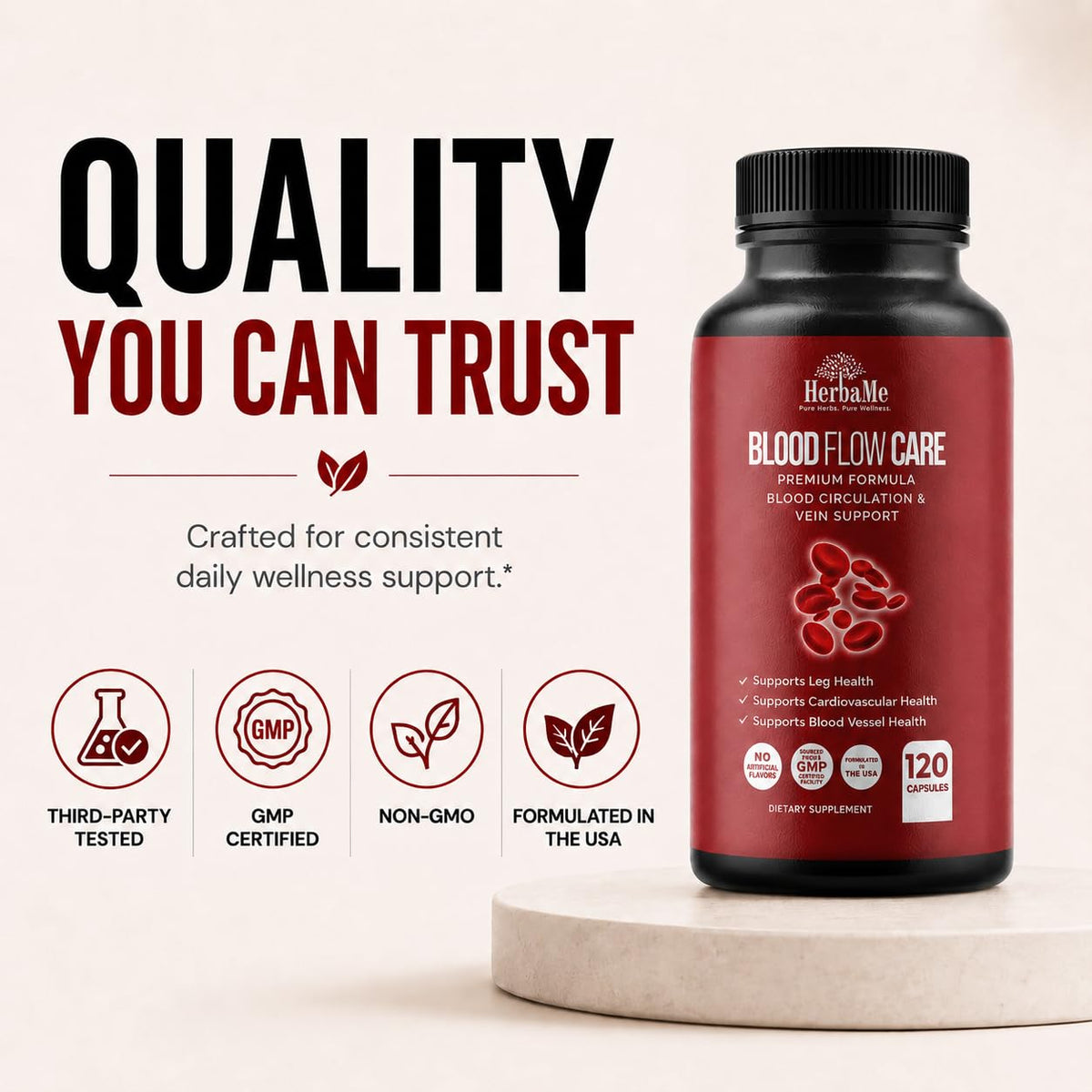 HerbaMe Blood Flow Care Circulation Support - 120 Capsules - image 8