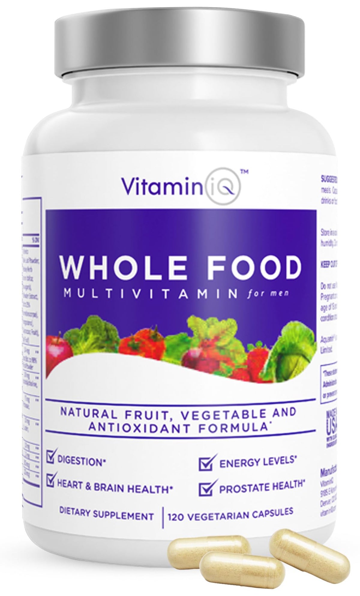 VitaminIQ Multivitamin (120 Vegetarian Capsules) Whole Food Vitamin