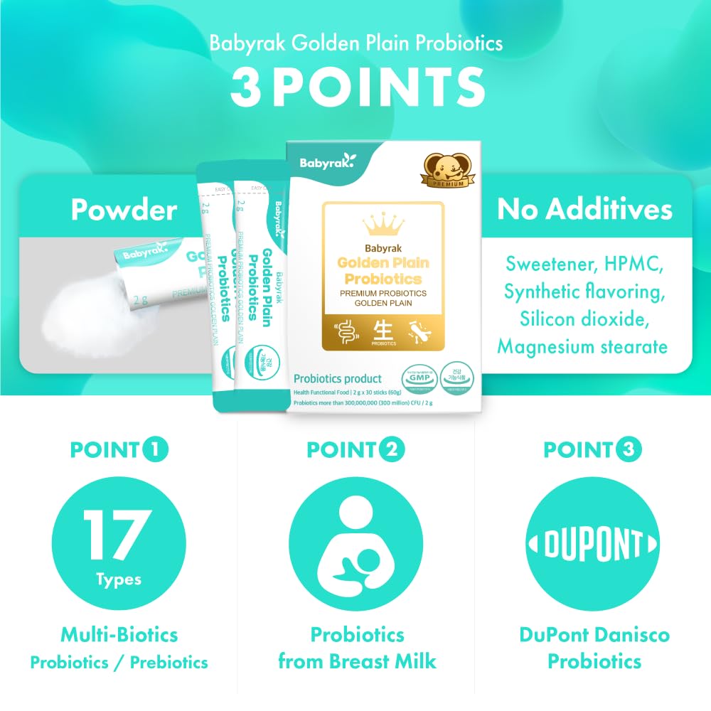 babyrak Golden Plain Probiotics & Prebiotics Powder - 30 Sticks - image 3