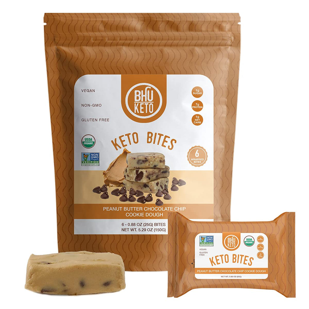 BHU Keto Bites Peanut Butter Chocolate Chip Cookie Dough - 6 Pack