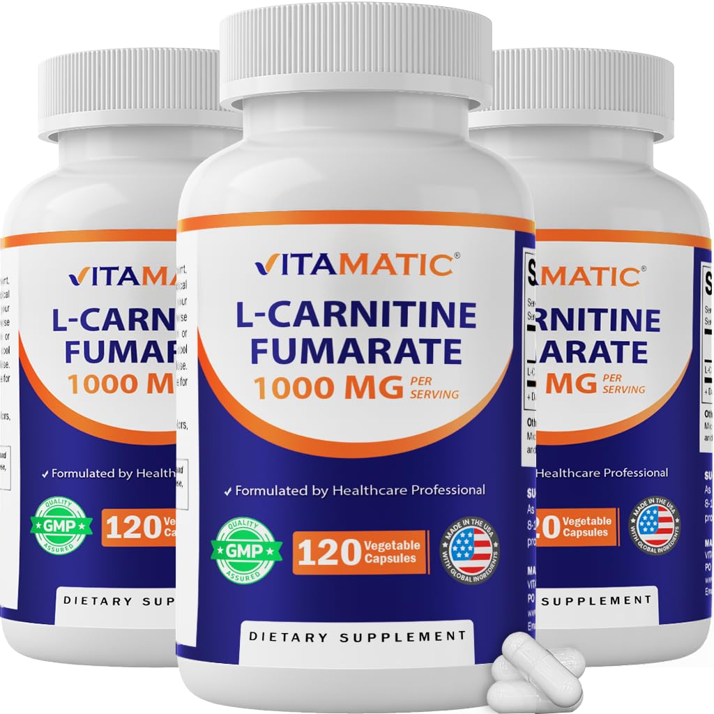 Vitamatic L-Carnitine Fumarate 1000 mg - 120 Vegetable Capsules