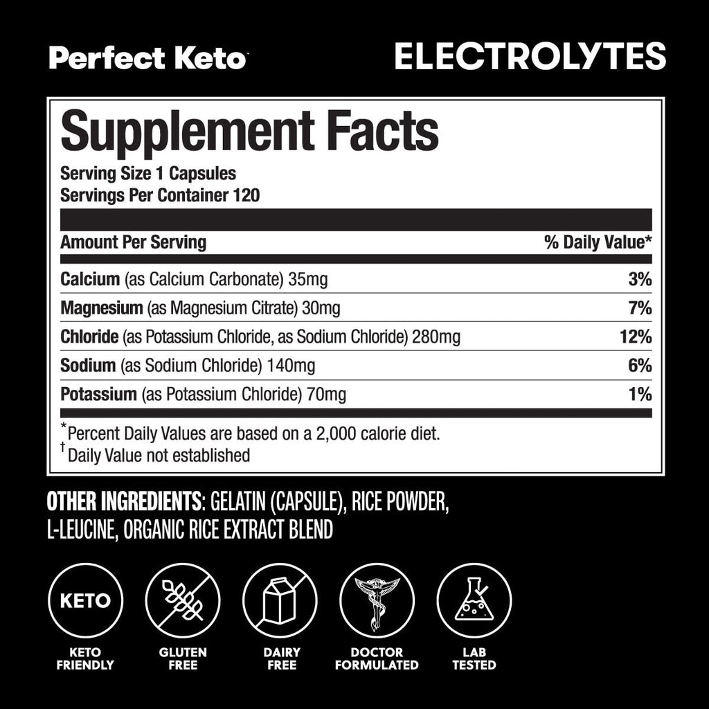 Perfect Keto Electrolytes Hydration Supplement - 120 Capsules - image 2