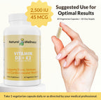 Natural Wellness Vitamin D3 + K2 2500 IU - 120 Capsules - image 3
