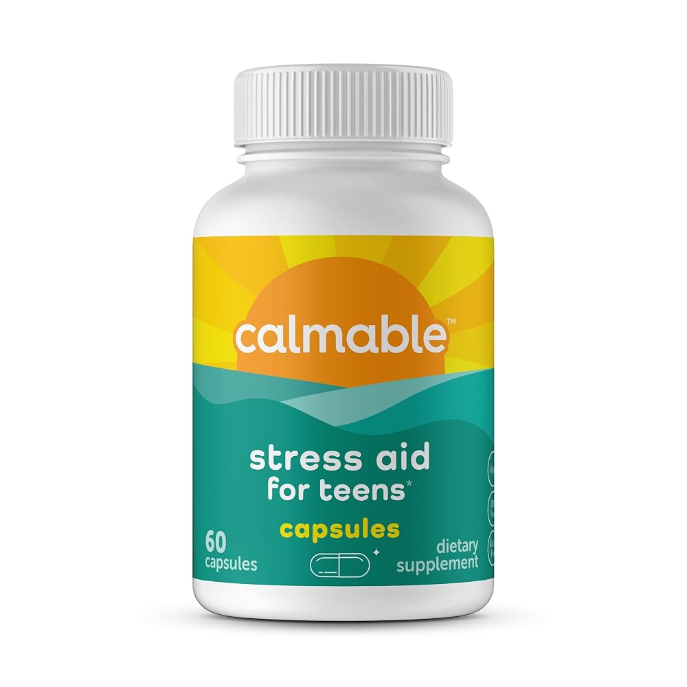 Calmable Stress Relief Aid for Teens Ashwagandha L-Theanine - 60 Capsules