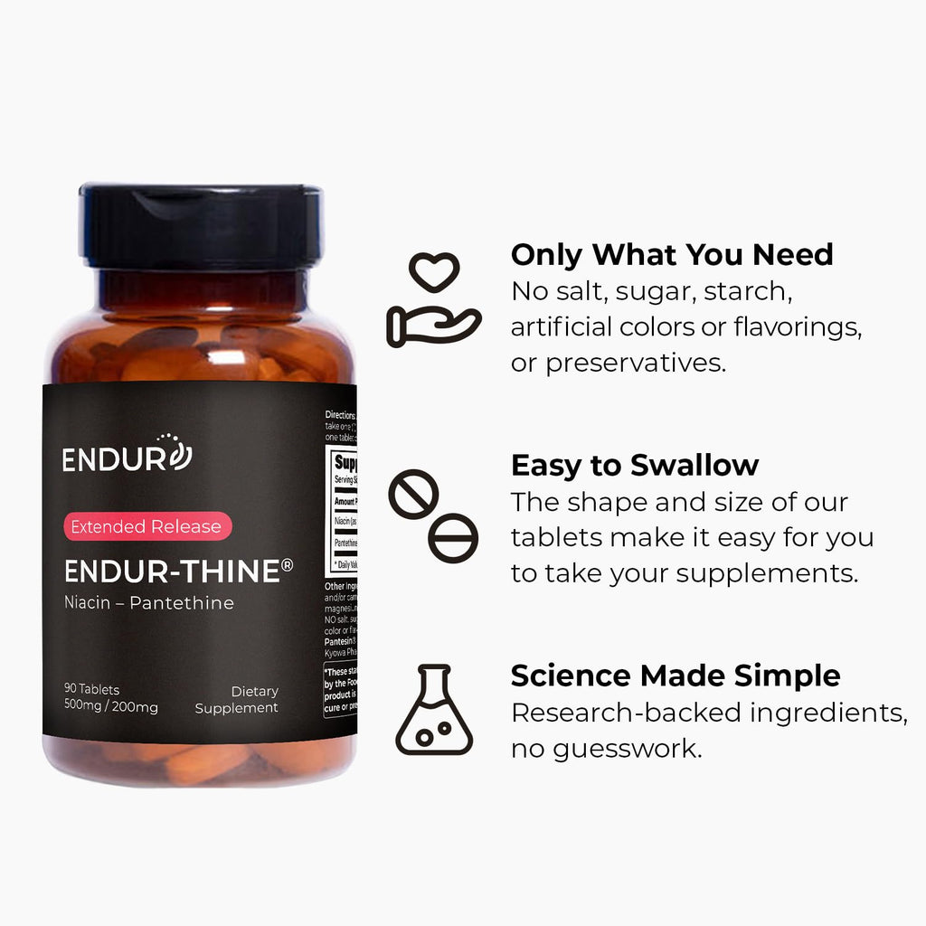 Endurance Products ENDUR-THINE Niacin + Pantethine 500mg - 90 Tablets - image 5