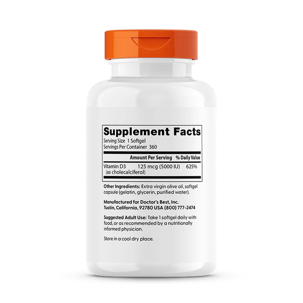 Doctor's BEST Vitamin D3 5000 IU Softgels - 720 Count - image 2
