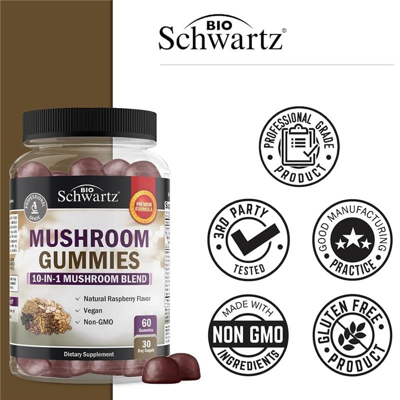 BioSchwartz Mushroom Gummies for Mood and Focus - 60 Count - image 6