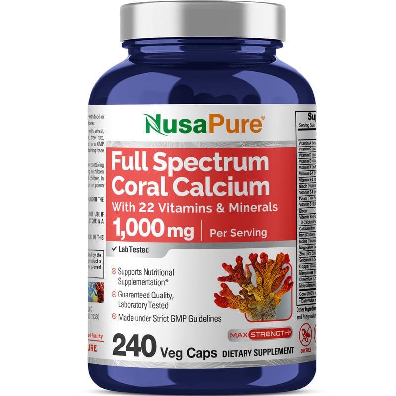 NusaPure Coral Calcium with 22 Vitamins & Minerals - 240 Capsules