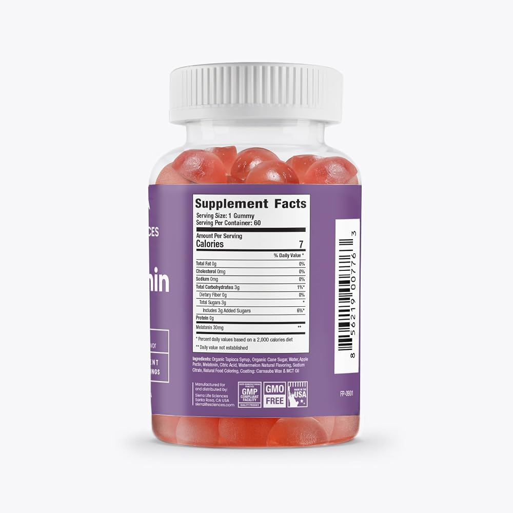 SIERRA LIFE SCIENCES Melatonin Gummies 30mg High Dose Vegan - 60 Gummies - image 8