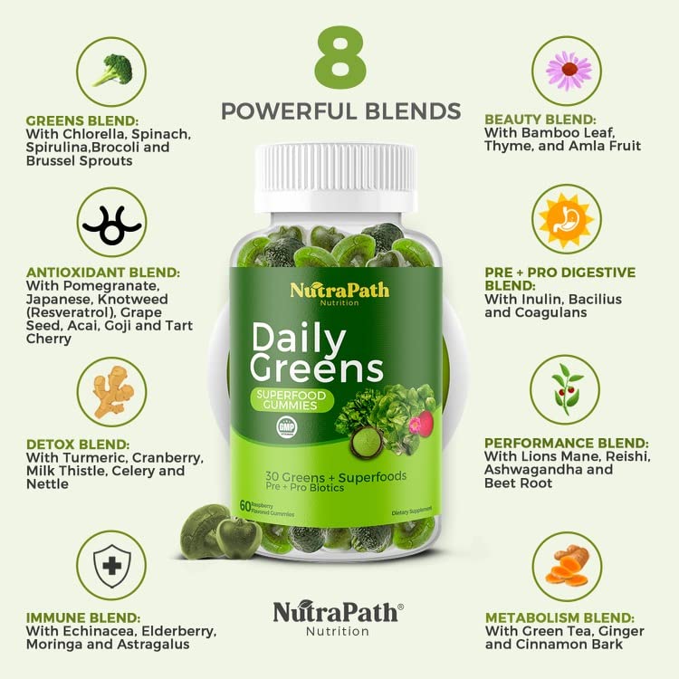 NutraPath Superfood Daily Greens Gummies for Immunity & Energy - 60 Gummies - image 3