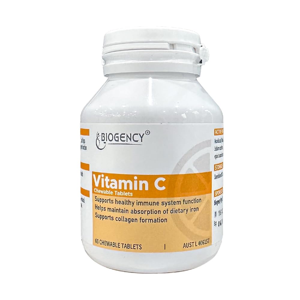 Biogency 60 Tablets Vegan Food Vitamin C Chewable Supplement