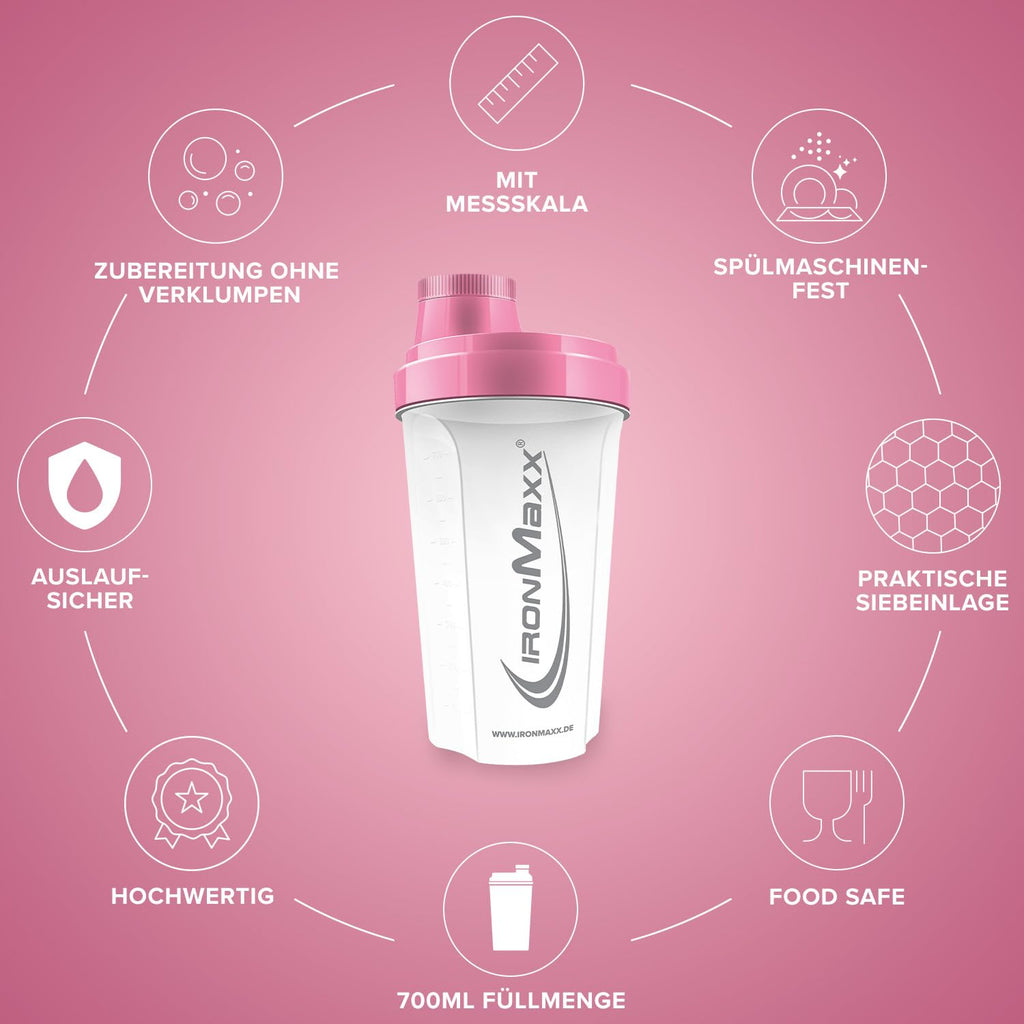 IronMaxx Protein Shaker Bottle 700ml - Frozen White Pink - image 4