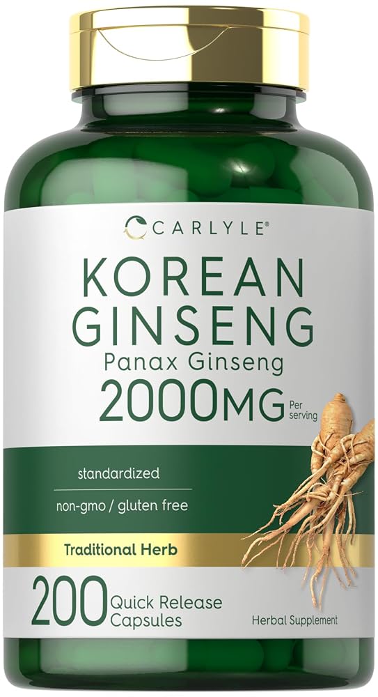 Carlyle Korean Panax Ginseng Extract 2000mg - 200 Capsules