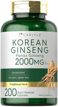 Carlyle Korean Panax Ginseng Extract 2000mg - 200 Capsules