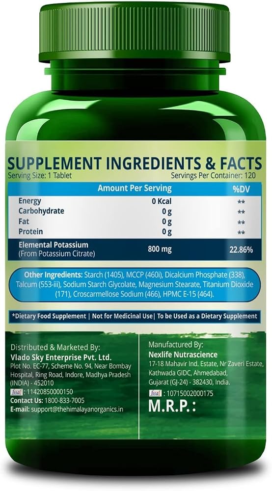 Generic Potassium Citrate 800mg Vegetarian Tablets - 120 Count - image 3