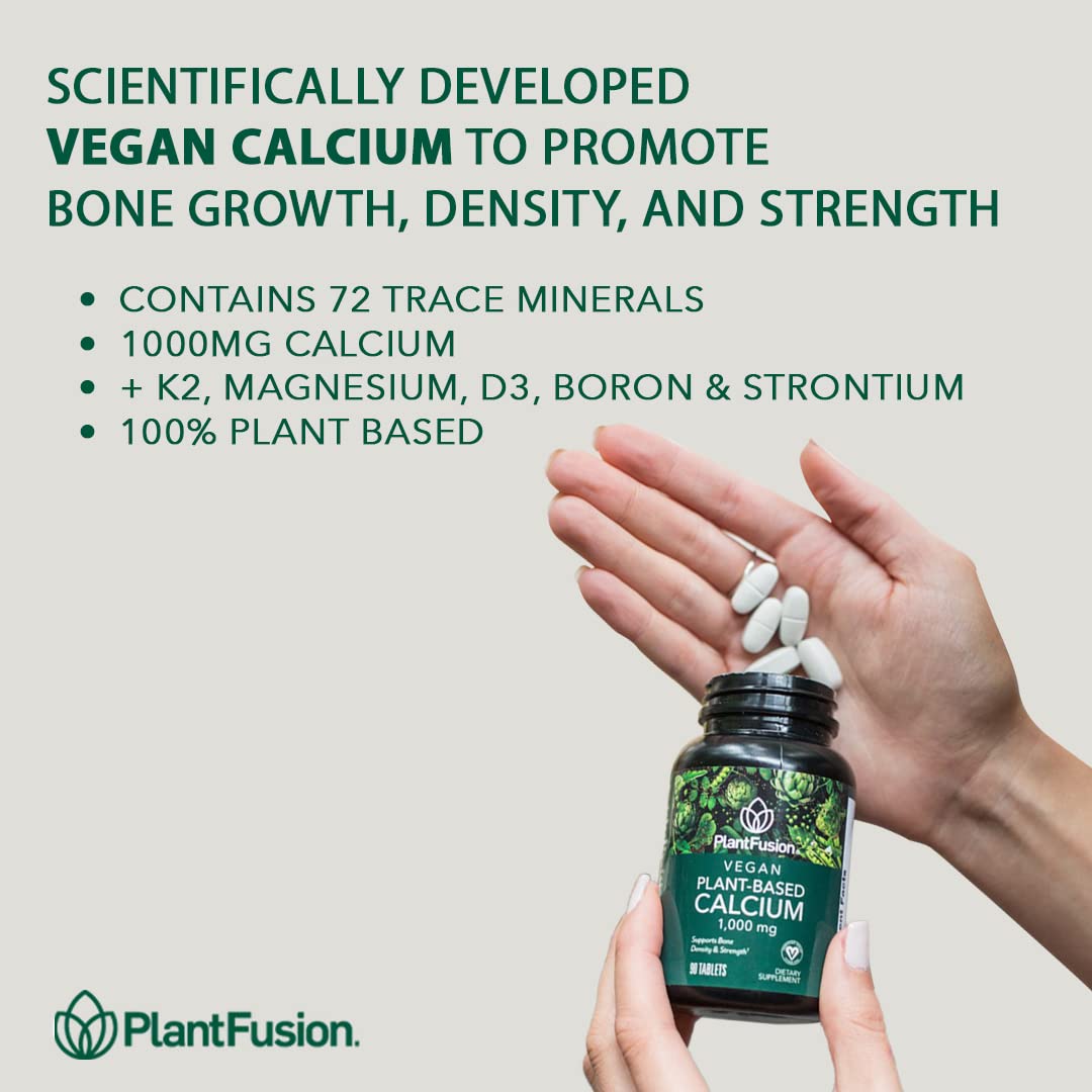 PlantFusion Vegan Calcium 1000mg with Vitamin D3 K2 - 90 Tablets - image 3