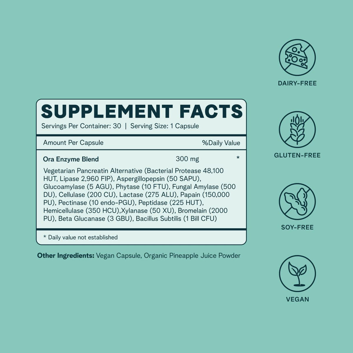 Ora Organic Multi-Enzyme Supplement with Probiotics - 30 Capsules - image 5