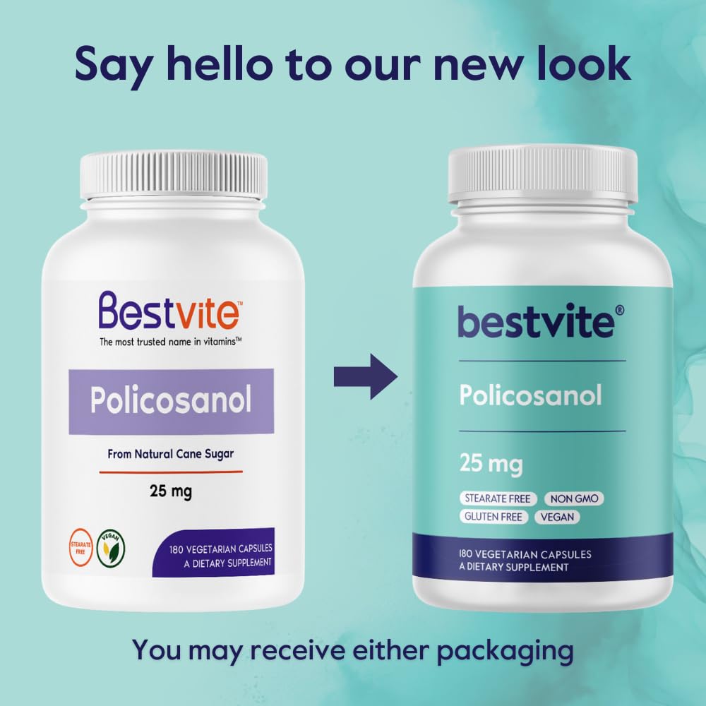BESTVITE Policosanol 25mg Heart Health - 180 Vegetarian Capsules - image 3