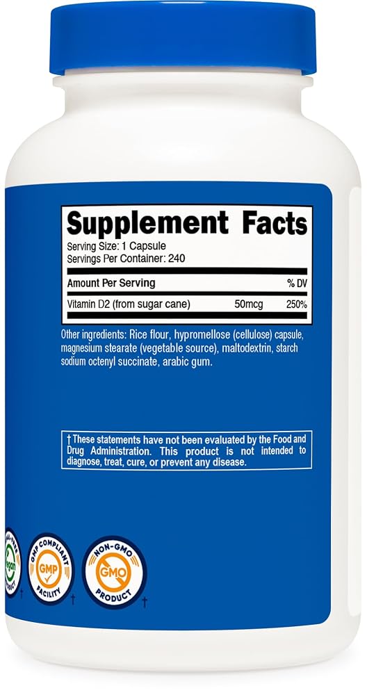 Nutricost Vitamin D2 2000 IU Supplement - 240 Capsules - image 5