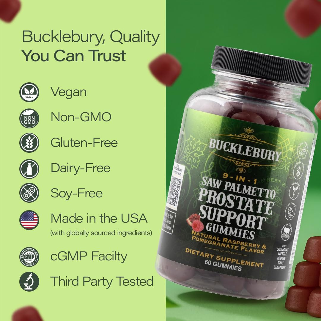 BUCKLEBURY Saw Palmetto 9-in-1 Gummies for Prostate Support - 60 Gummies - image 6