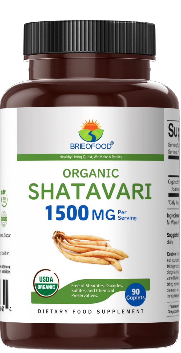 Brieofood Organic Shatavari 1500mg - 90 Vegetarian Tablets - image 2