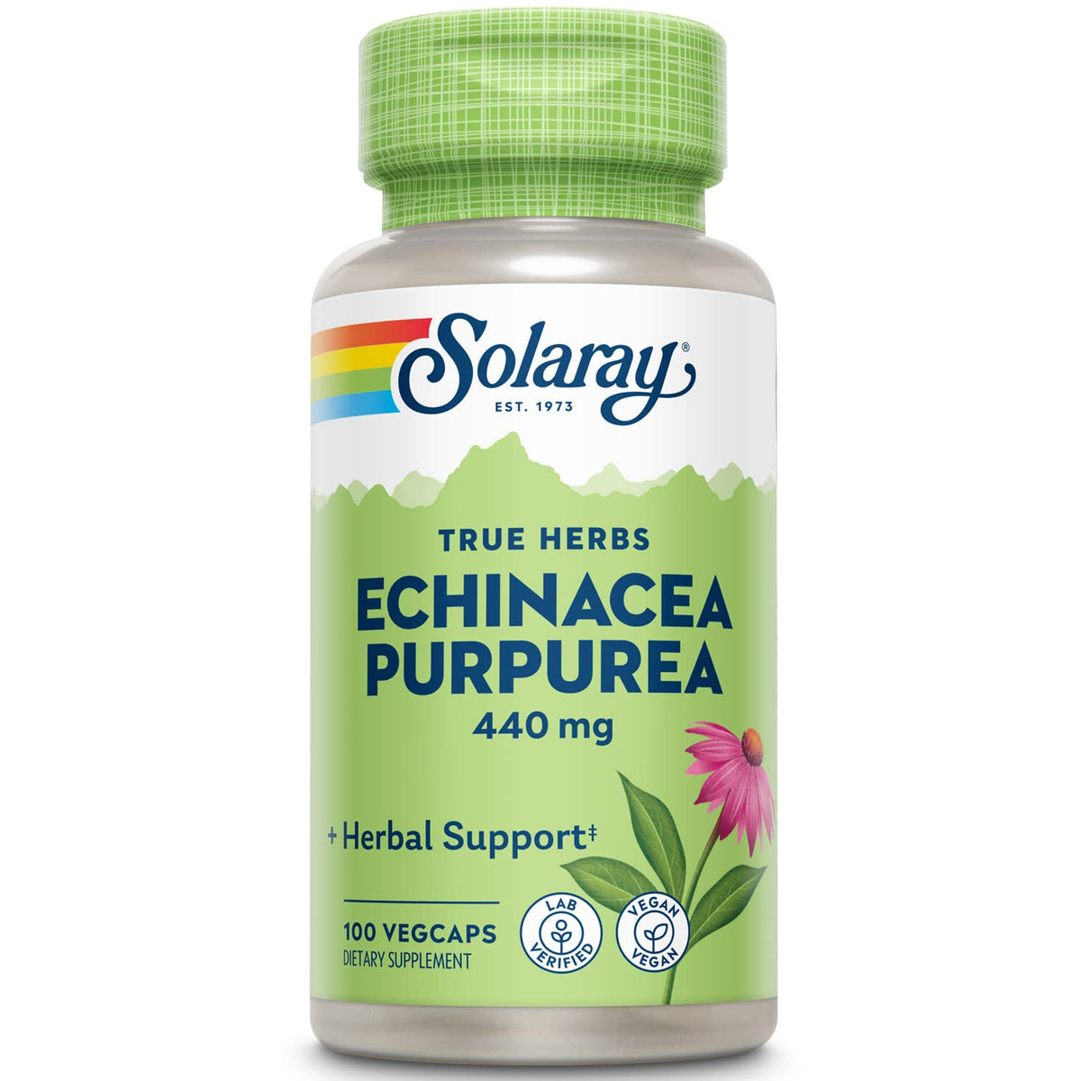 SOLARAY Echinacea Purpurea Root 440 mg Immune Support - 100 Vegetarian Capsules