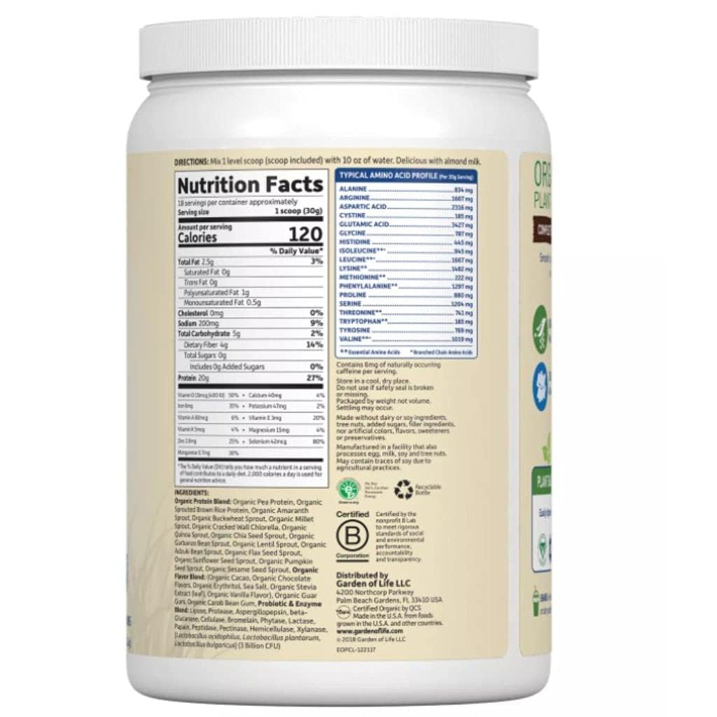 Garden of Life Organic Protein Shake Powder Chocolate - 1.2 lb - image 2